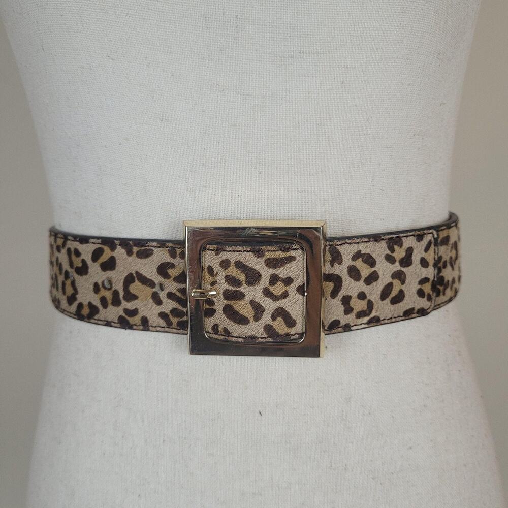 Leopard Print Waist Belt with Square Buckle